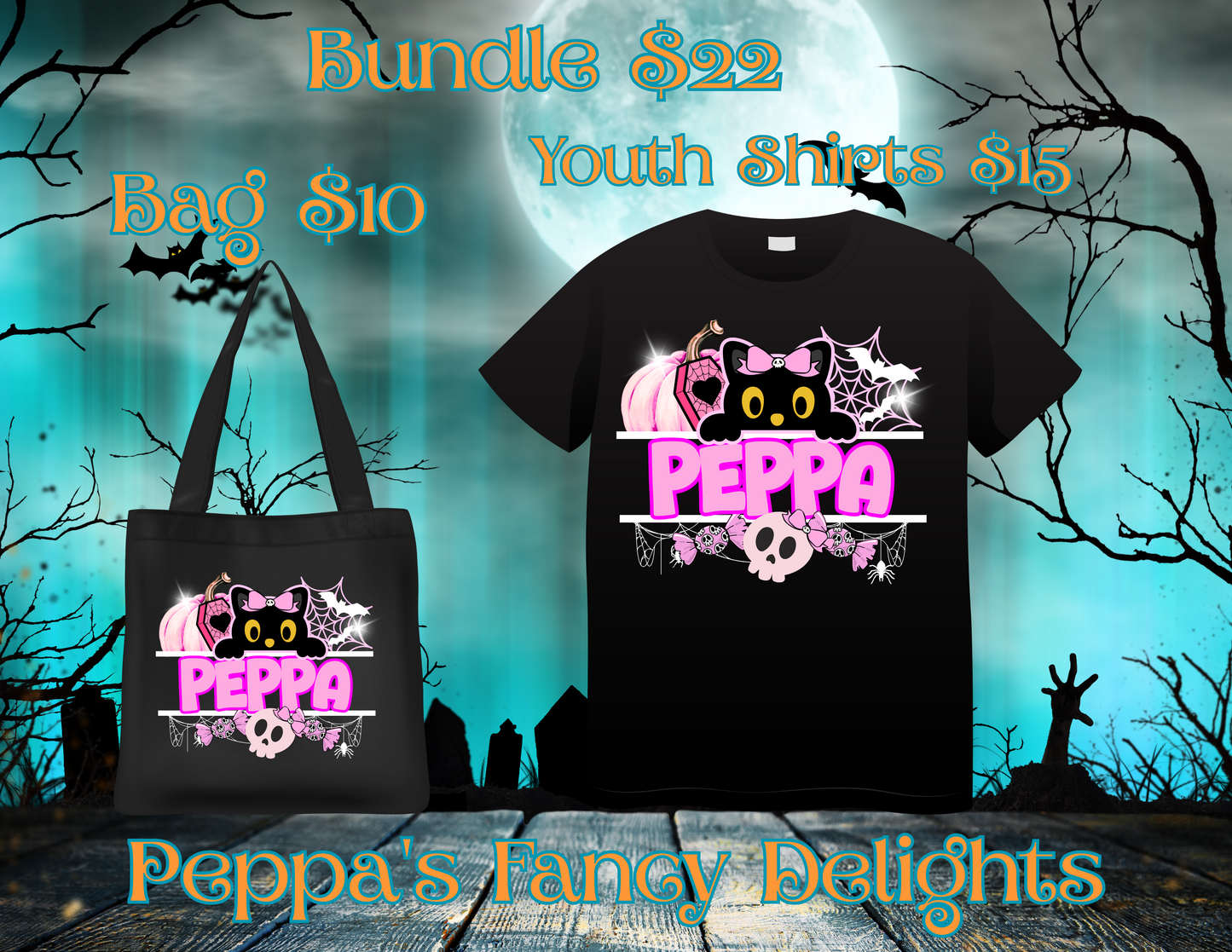 Custom Halloween Name Shirts and Bag