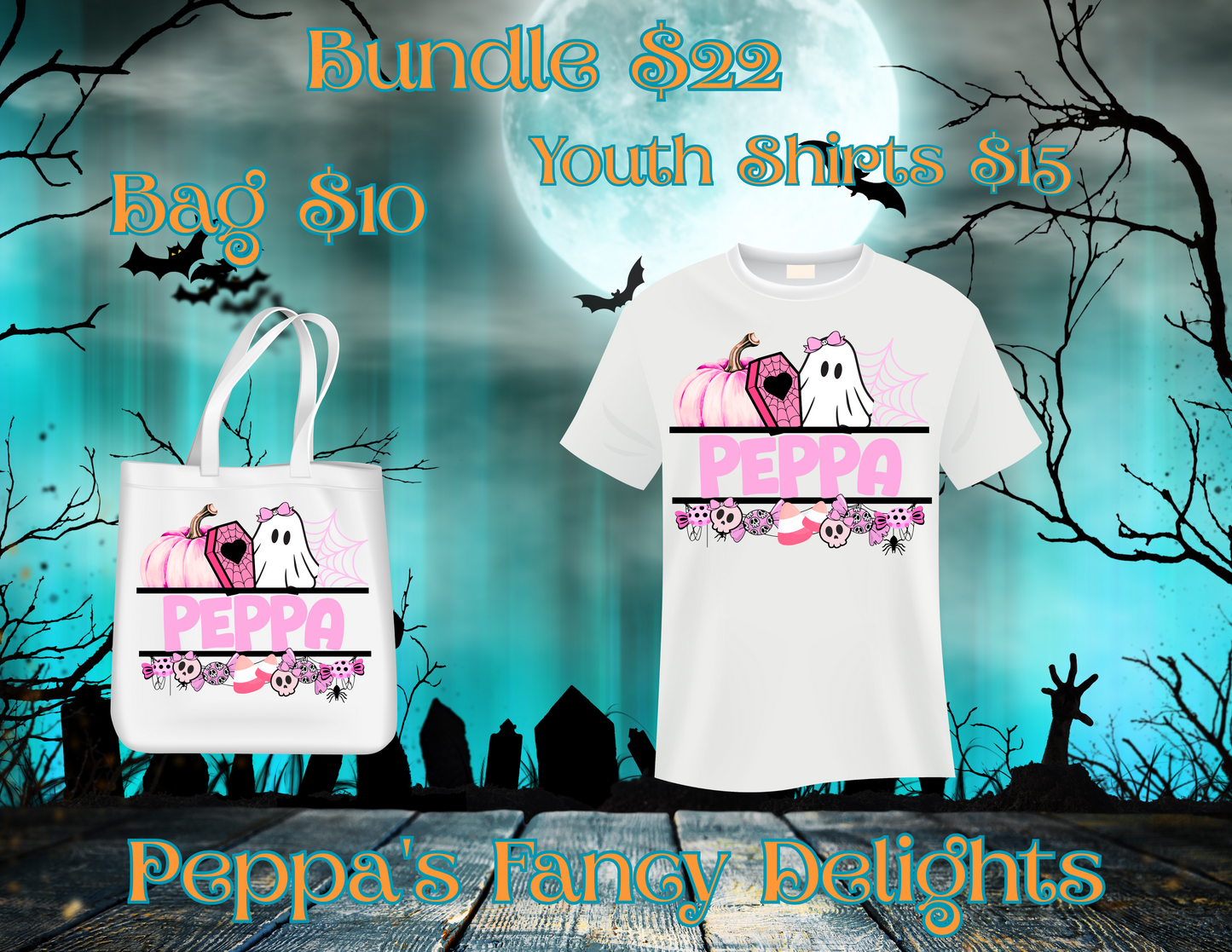 Custom Halloween Name Shirts and Bag